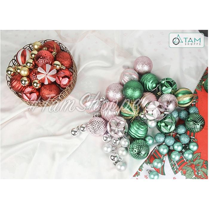 Hộp 26 trái châu Noel màu Pastel 2 kích cỡ ĐK3-6cm X-TRCH-18