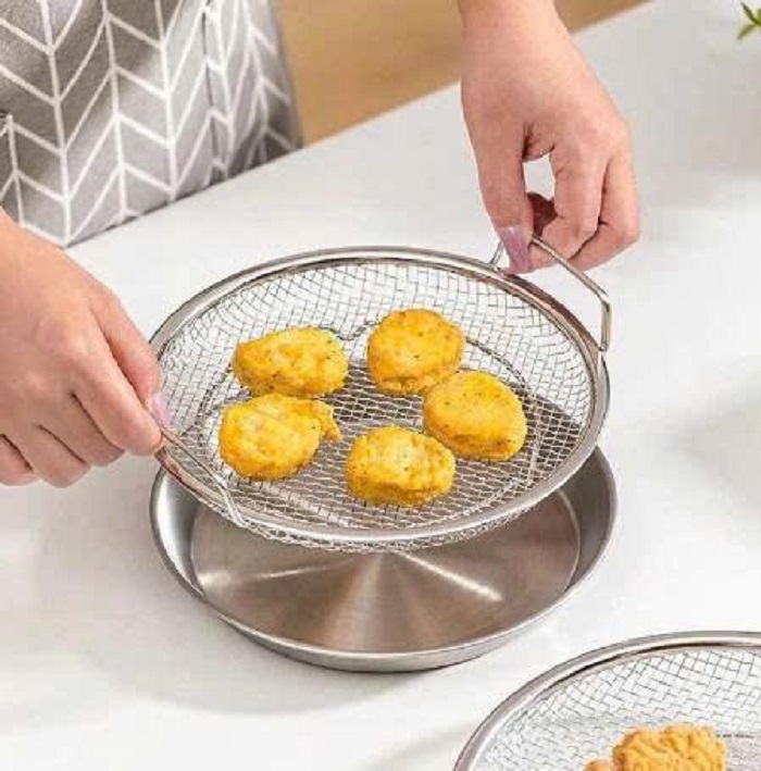 [KoSuyTu] Khay Tròn Inox 304 Kèm Ray Lưới Lọc Ráo Dầu Chiên Thức Ăn Đa Năng Tiện Dụng 19cm - Chất Liệu Cao Cấp Bền Đẹp An Toàn Dễ Vệ Sinh