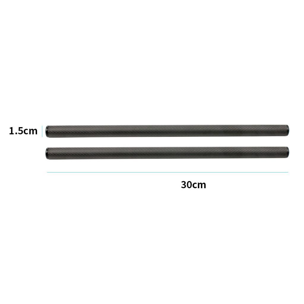 2pcs 30cm 12inch 15mm Carbon Fiber Rod for 15mm Rail DSLR Rig Support System