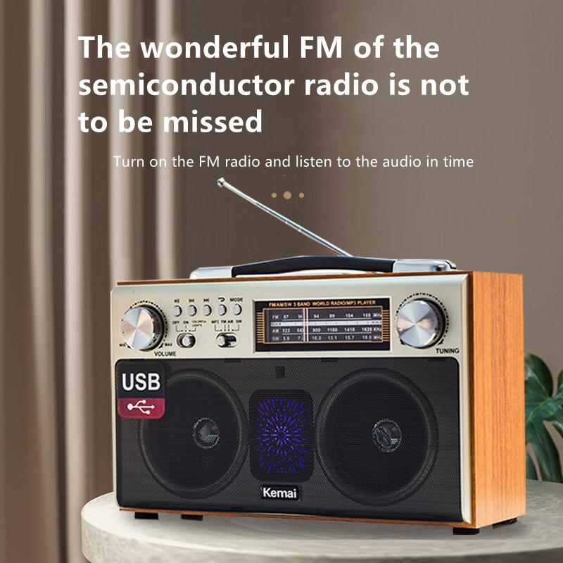 Loa bluetooth không dây kiểu cổ điển bằng gỗ di động chất lượng cao tại nhà ba băng tần đài FM loa siêu trầm điện thoại di động thẻ TF USB Màu sắc: Gỗ