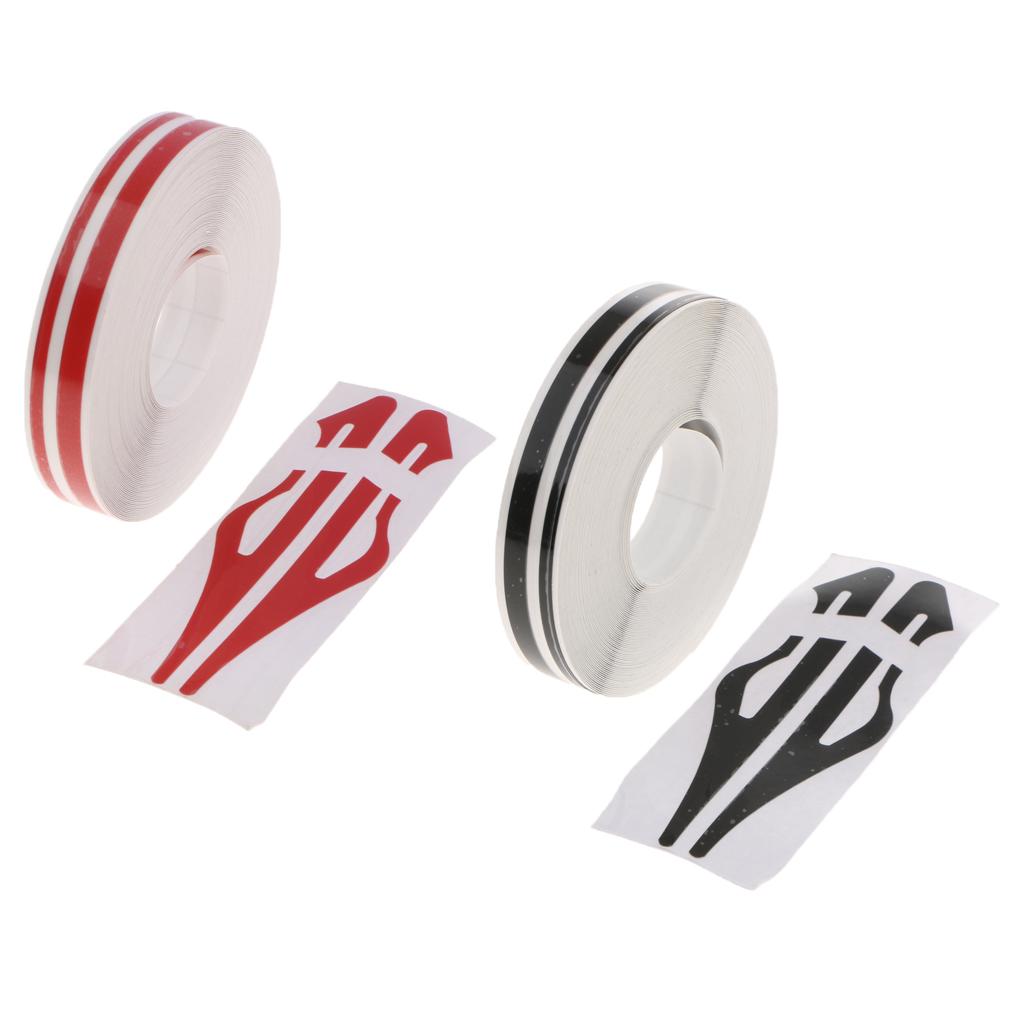 2PCS Car Styling Hood Cover Vinyl Wrap Tape Sticker Roll Steamline Decal Trim - Black+Red