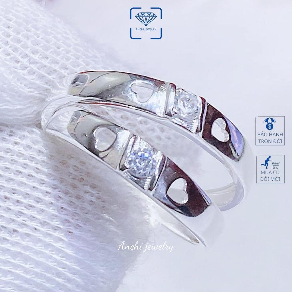 Nhẫn đôi nam nữ khắc trái tim bạc thật đẹp rẻ, Anchi jewelry, quà 8 3