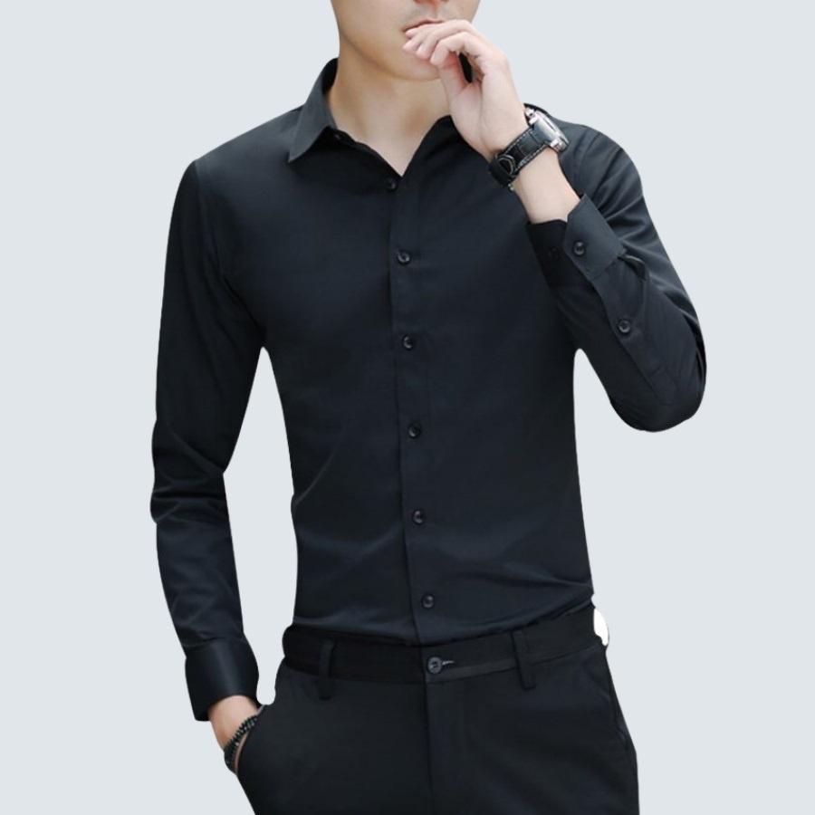 Áo sơ mi nam công sở LUZADO, sơ mi nam trắng đẹp dài tay cao cấp dáng Hàn Quốc chất lụa mịn không nhăn, thấm mồ hôi.