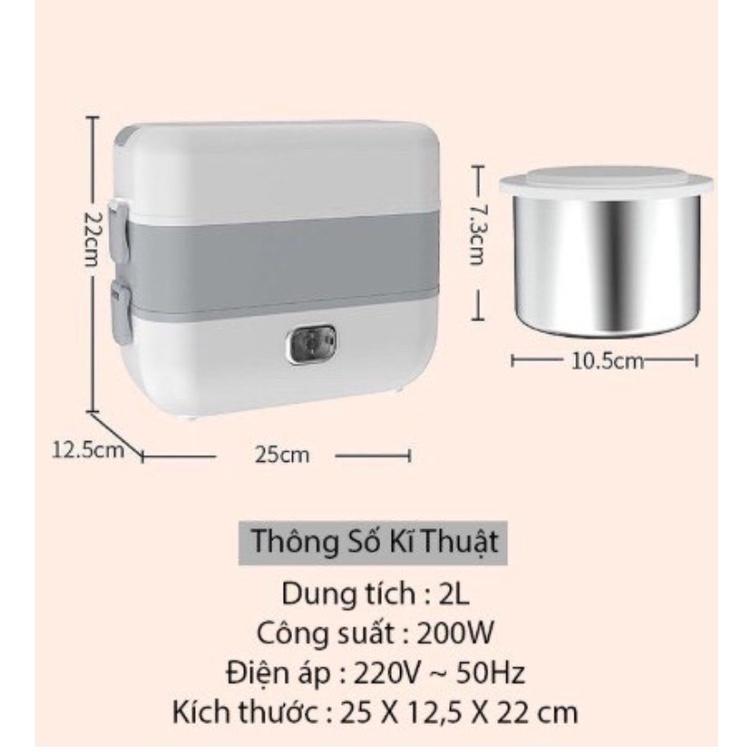 Hộp cơm cắm điện văn phòng 2 tầng giữ nhiệt 4 khay thức ăn, Hộp com hâm nóng tự nấu chín hâm nón