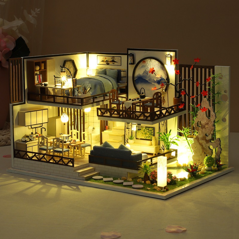 Mô hình nhà DIY Doll House Ink Fragrant Bamboo Rhyme Kèm Mica Chống bụi