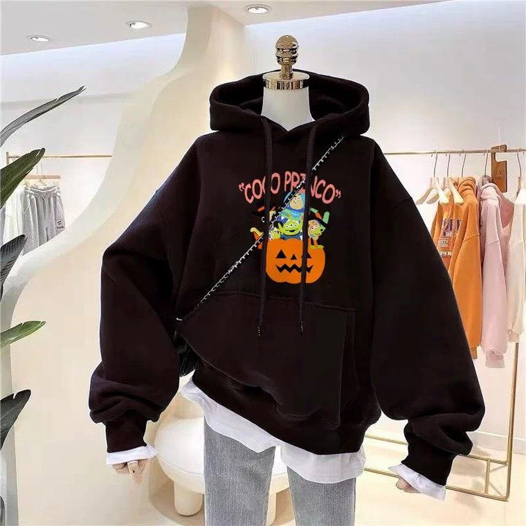 Áo hoodie nam nữ bí ngô chất nỉ bông siêu dày , phom rộng size từ 37 đến 65kg