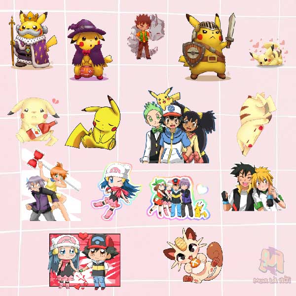 Miếng Dán Stickers in hình Pikachu