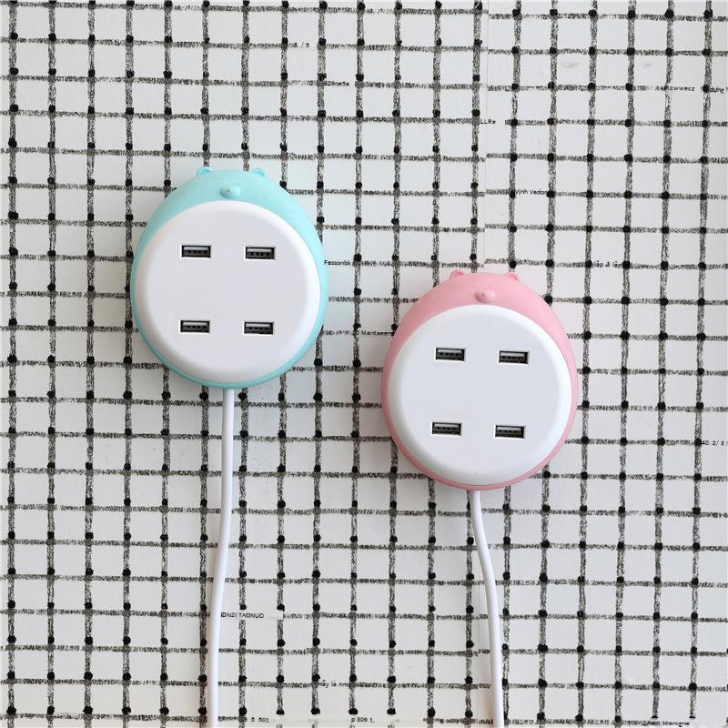 Khuyến Mãi Gấu USB Hút Cắm Sáng Tạo Di Động Đầu Giường 4 Lỗ Cắm Bảng Ký Túc Xá Sinh Viên Xốp Cắm Dây