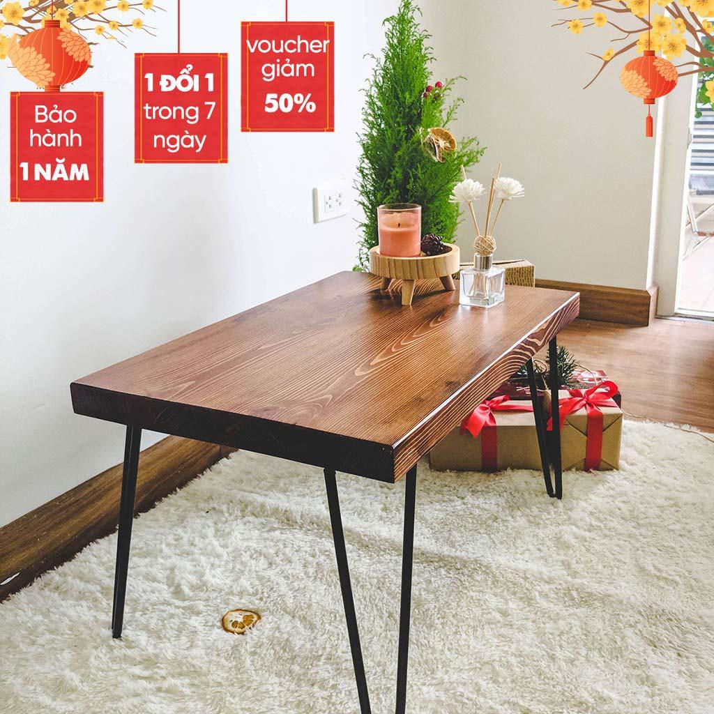 Bàn Trà Gỗ Thông Chân Sắt hairpin+++Trọng Lượng Nhẹ+Dễ Tháo Lắp+Gỗ Thông Nhập Khẩu