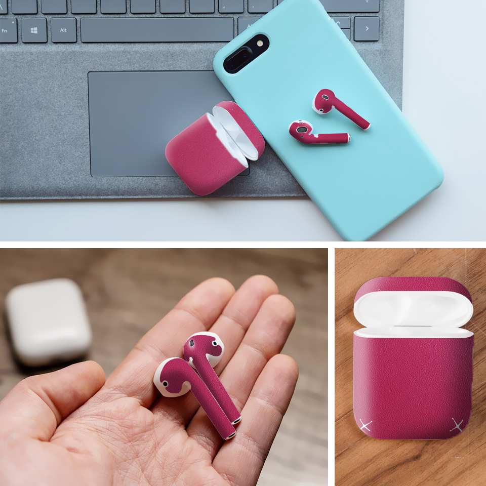 Miếng dán skin chống bẩn cho tai nghe AirPods in hình Vân Da - Da020 (bản không dây 1 và 2)