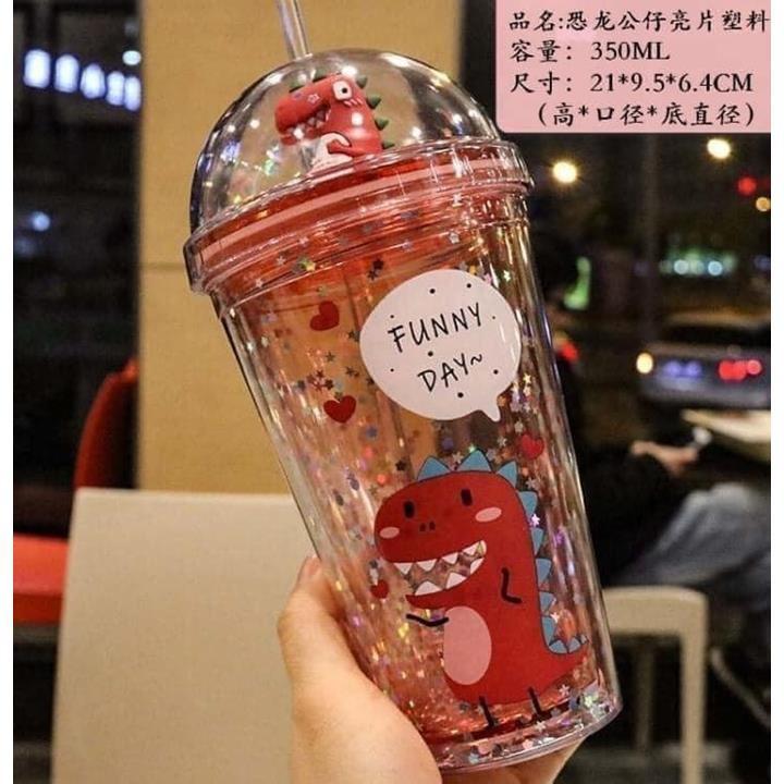 LY ĐỰNG NƯỚC CÓ NẮP LY KHỦNG LONG KIM TUYẾN GIỮ NHIỆT