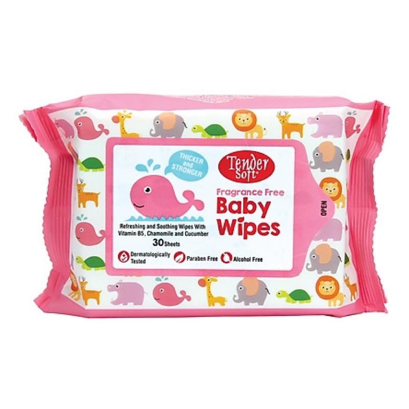 Khăn ướt Tender Soft Baby gói 30 tờ (Xanh dương + hồng). hàng DKSH Việt Nam