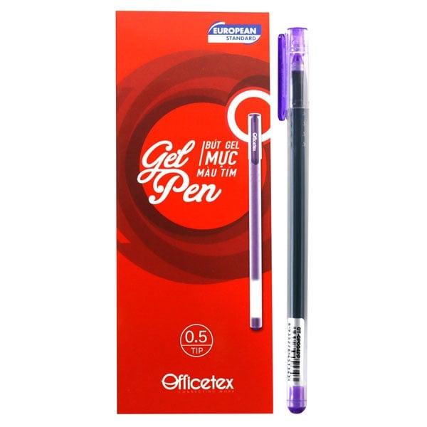 Hộp 12 Bút Gel 0.5 mm Officetex OT-GP004PP - Mực Tím