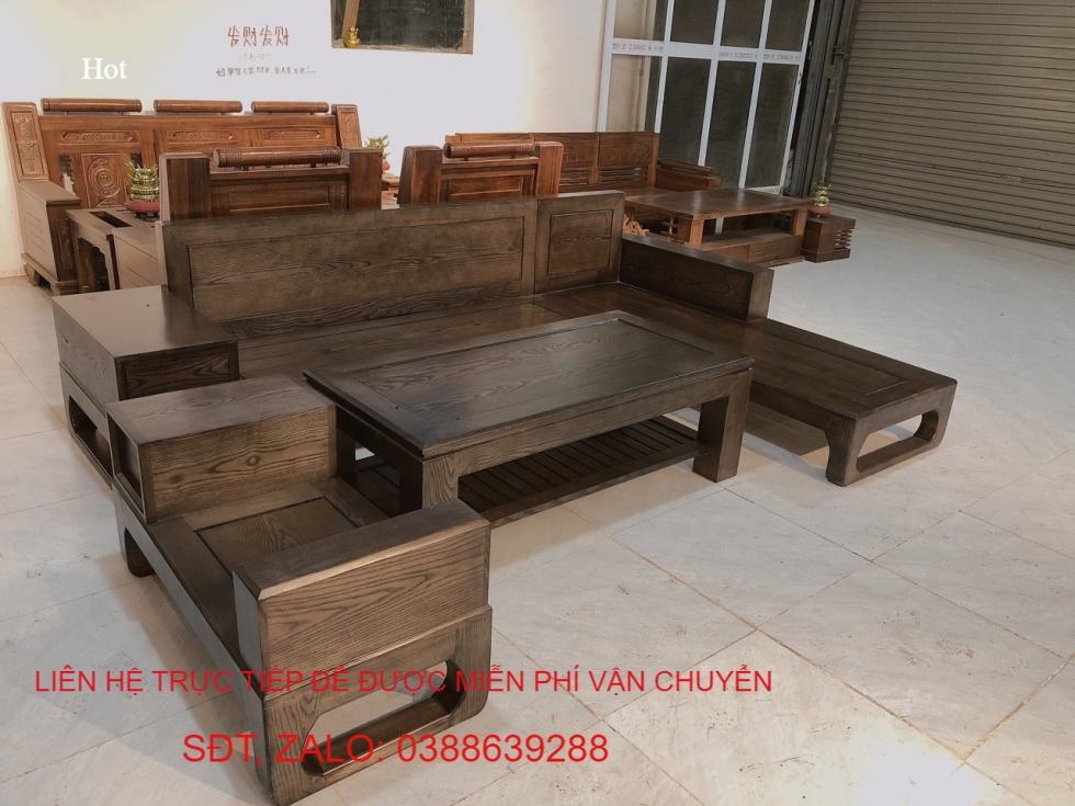 Sofa góc L chân cong sồi Nga BG066