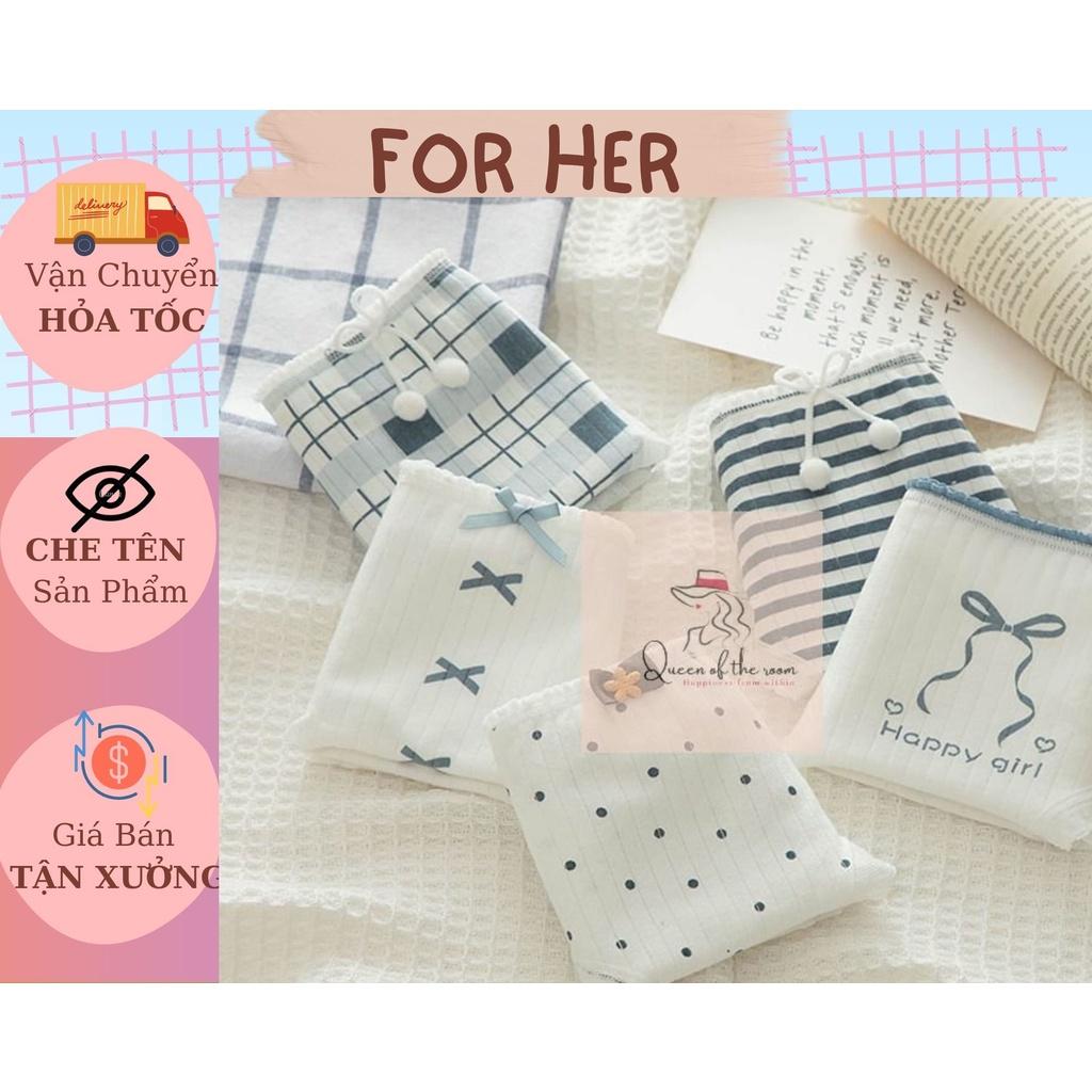 Quần lót cotton nữ mẫu kẻ xanh mint