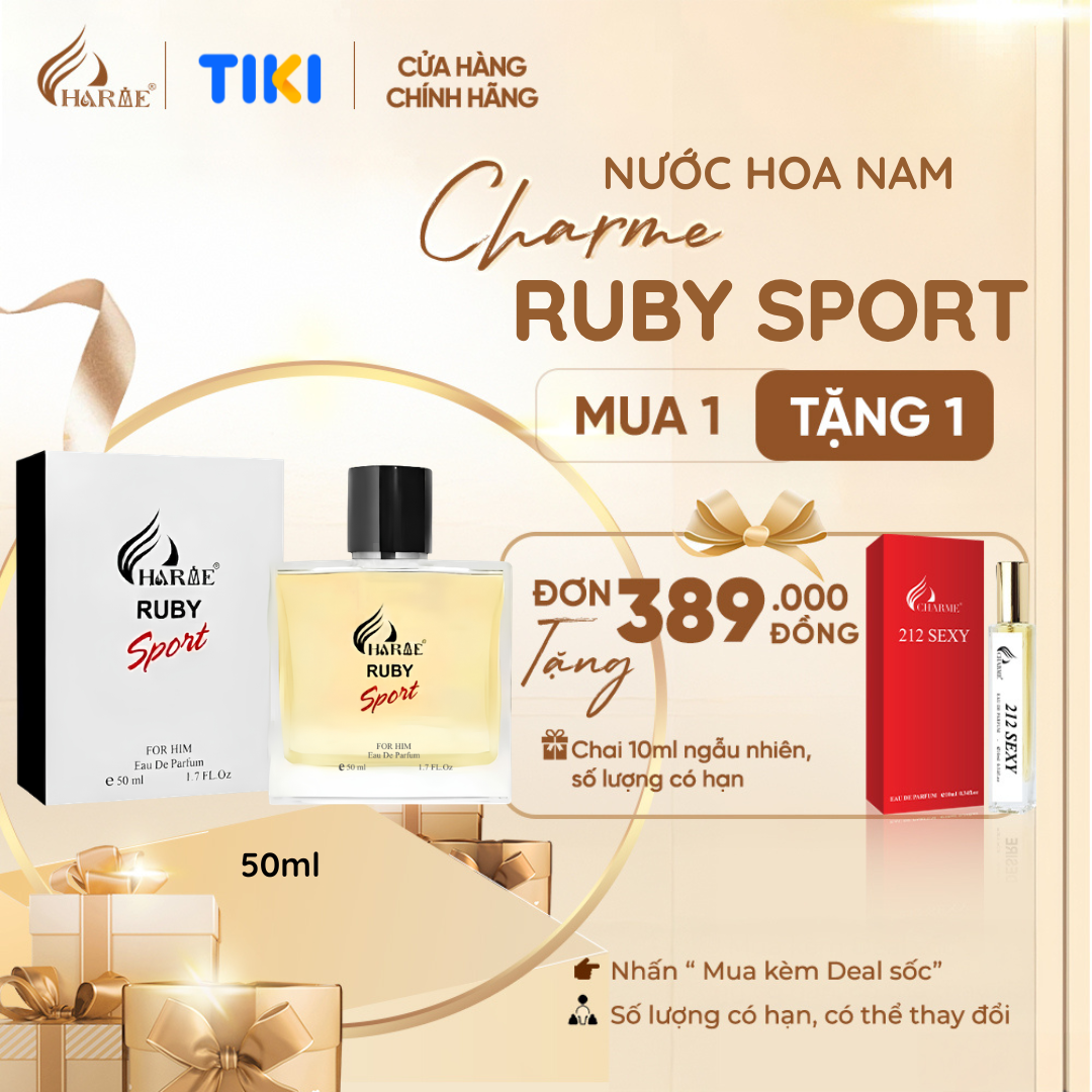 NƯỚC HOA NAM CHARME RUBY SPORT 50ML TƯƠI MÁT, SẢNG KHOÁI