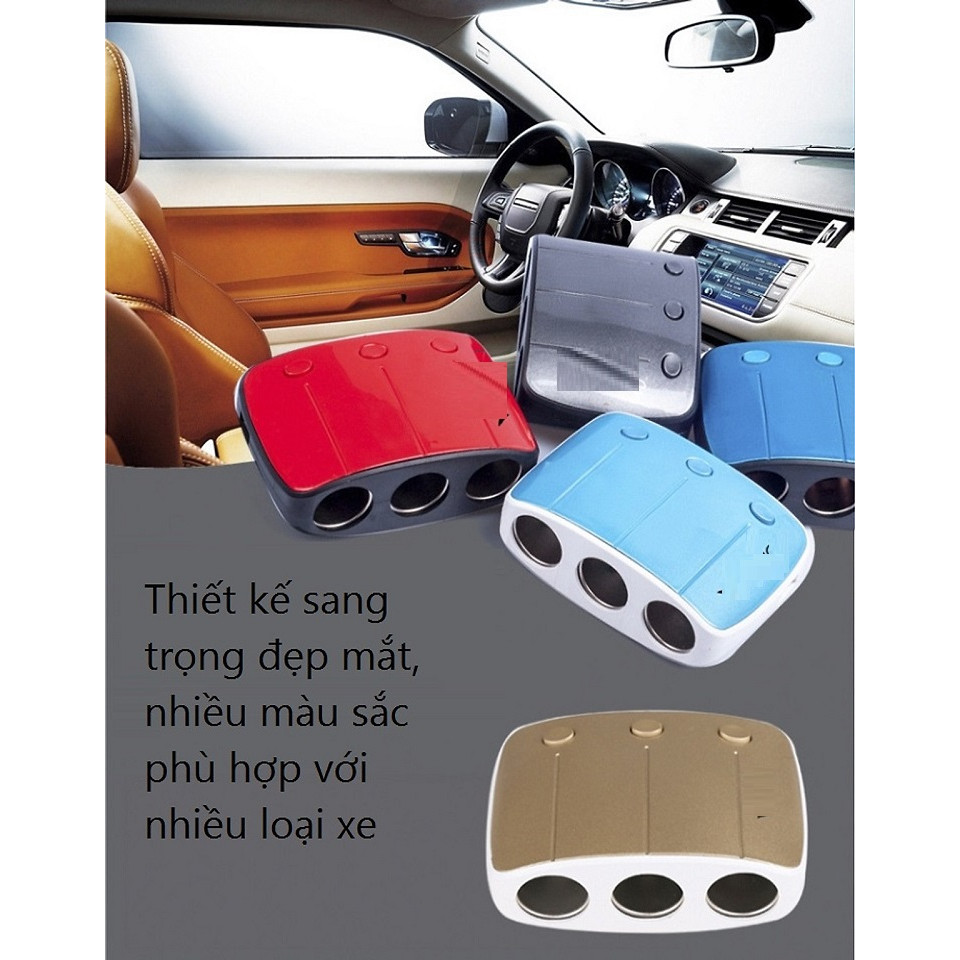 Bộ chia tẩu sạc ô tô tích hợp 3 cổng cắm sạc và 2 cổng USB sạc nhanh đa năng cao cấp KY-548