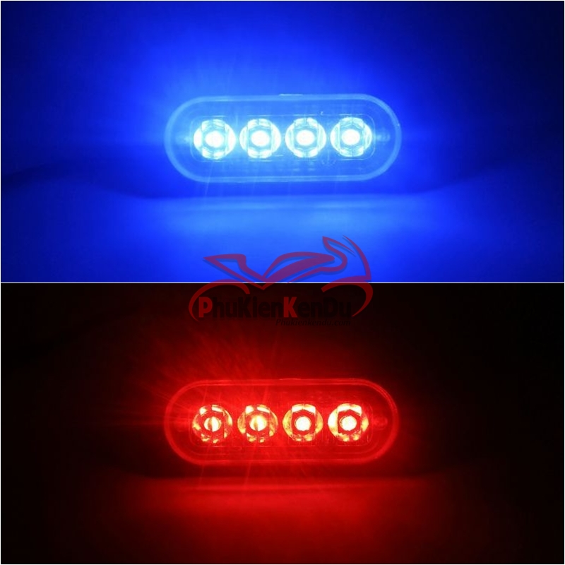 Đèn chớp police xanh đỏ 4 Led cao cấp 16 chế độ nháy cảnh sát vỏ nhôm CNC 12V-24V - DXZ