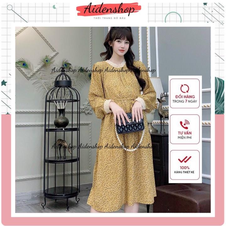 Đầm bầu thu đông thiết kế Aidenshop Váy bầu xinh hoa vantage dáng dài