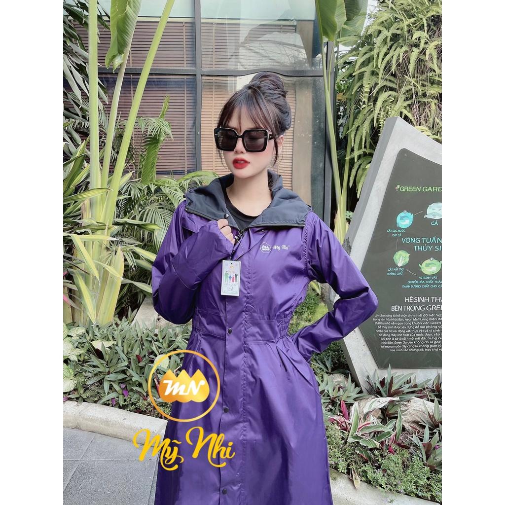 Áo mưa 2 lớp chống thấm chống gió lạnh dáng dài măng to chun eo thời trang nữ - ao mua 1 lop mangto