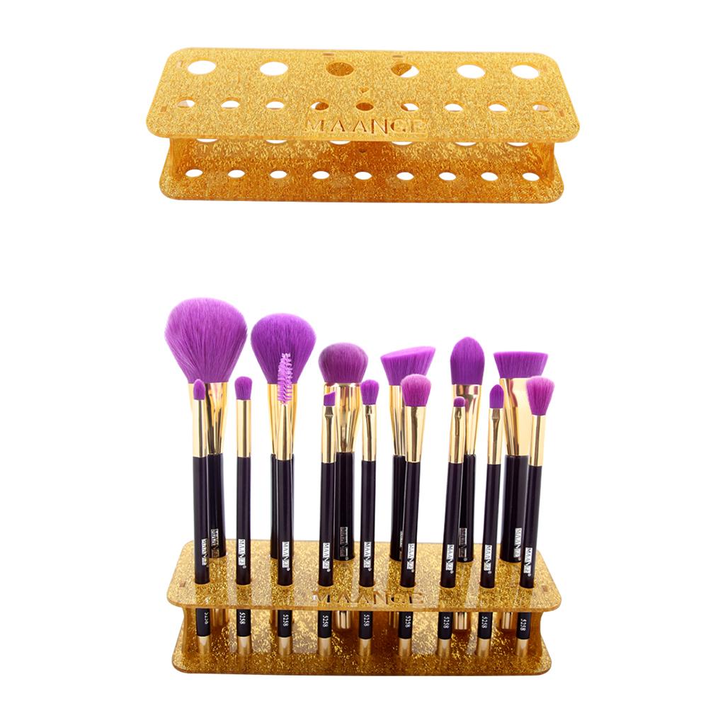 Cosmetic 15 Holes Acrylic Makeup Brush Holder Drying Rack Stand Brushes Display Organizer Dryer Shelf 4 Colors