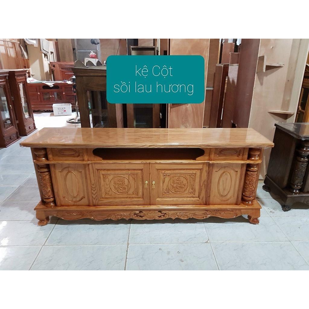 Kệ tivi cột, gỗ sồi dài 1m6, 1m8