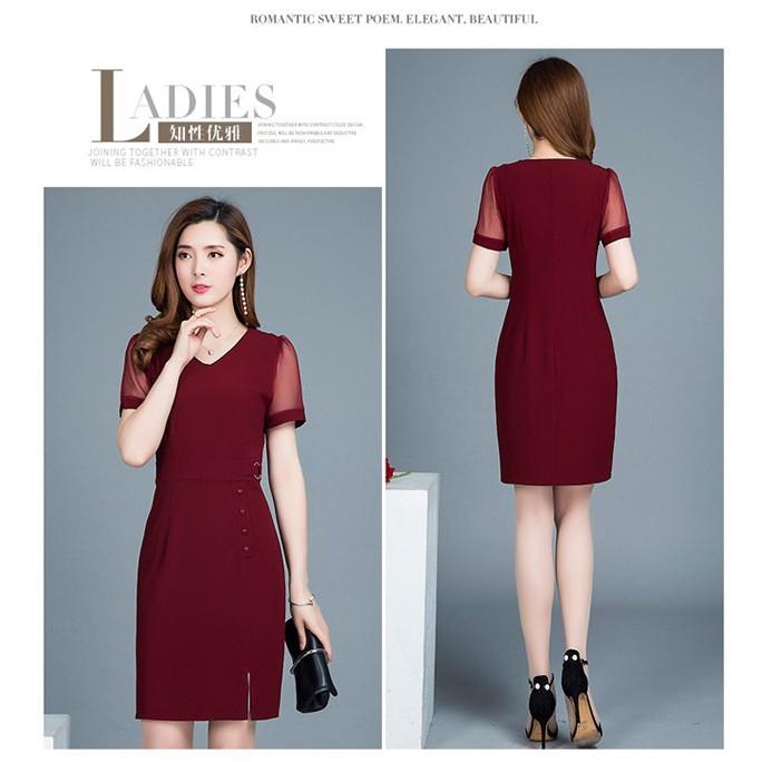 DRESS388 Đầm dạ tiệc tay phối lưới