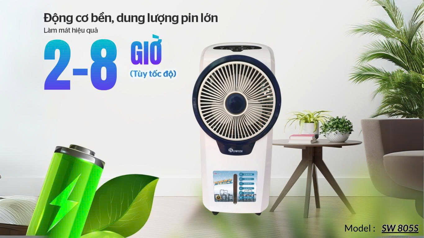 Quạt điều hòa tích điện Sowun SW 805S - Hàng chính hãng