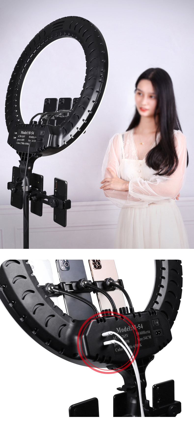 Đèn livestream RL - 54Cm, Đèn Led Trợ Sáng, Chiếu Sáng Studio, Makeup, Quay Phim , Chụp Ảnh, Livetream, Selfie, Xăm nghệ thuật Kèm Kẹp Điện Thoại Tùy Chỉnh