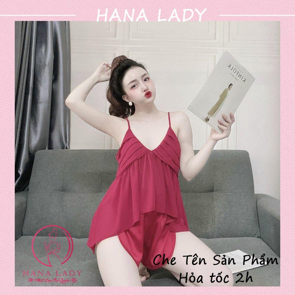 Bộ ngủ 2 dây nữ - Đồ mặc nhà lụa sexy gợi cảm VN478