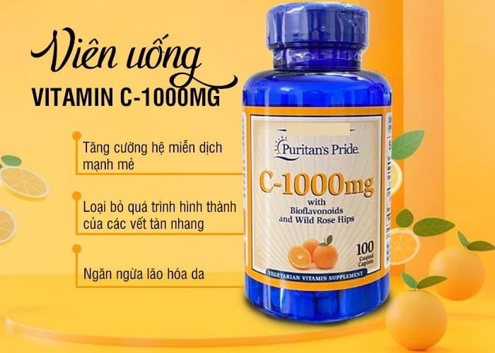 Vitamin C Puritan's Pride with Bioflavonoids & Rose Hips -1000mg tăng sức đề kháng, làm đẹp da - QuaTangMe Extaste