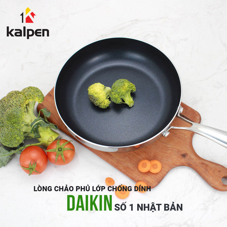 Chảo inox 3 lớp đúc liền khối chống dính Kalpen Kazler 20/24/26/28/30cm - Hàng chính hãng