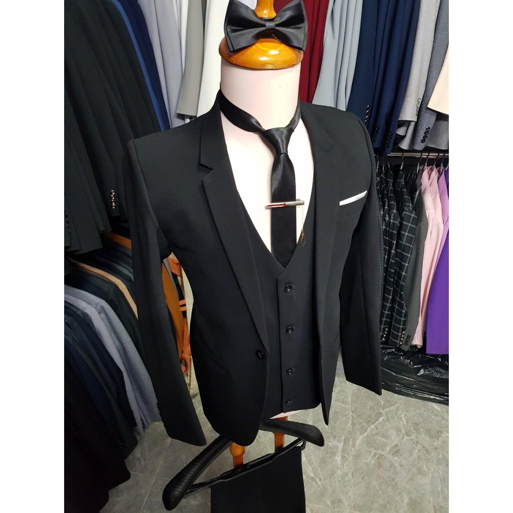 Combo bộ vest nam màu đen ôm body