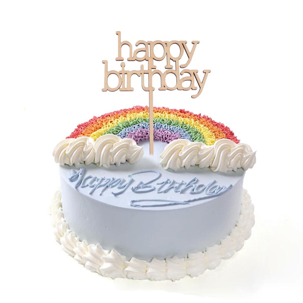 Wooden Happy Birthday Cake Topper Rustic Design Birthday Party Cake Decor
