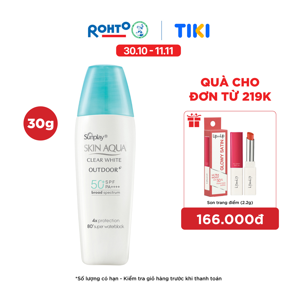 Kem chống nắng Skin Aqua cho da mụn, dạng sữa dùng hàng ngày Sunplay Skin Aqua Acne Clear Eco Việt Nam SPF 50, PA++++ 25g