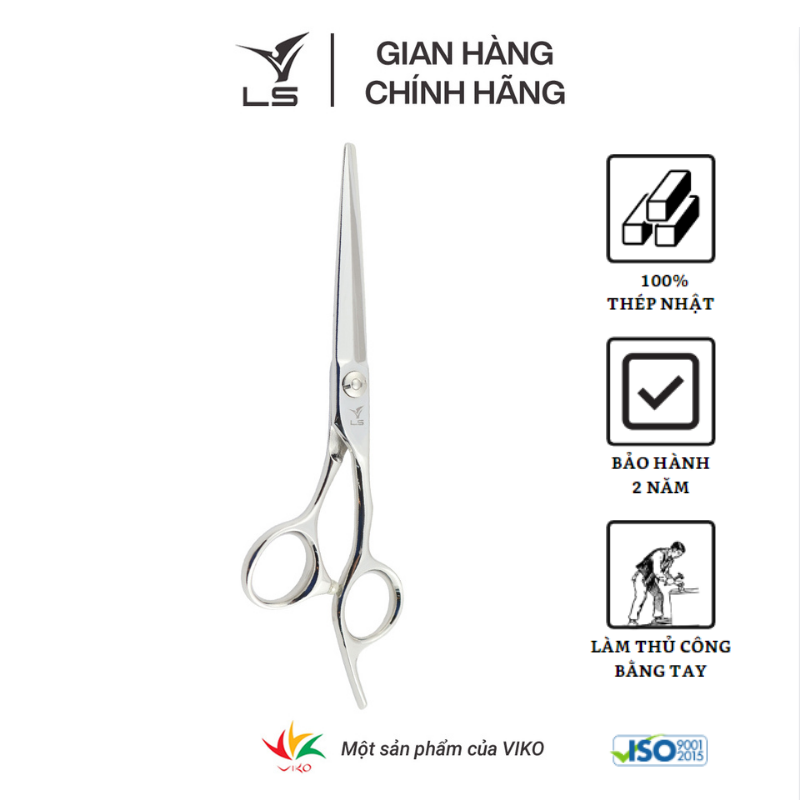 Kéo cắt tóc LS lưỡi thẳng quai offset vênh đỡ ngón cố định CB23/6.0