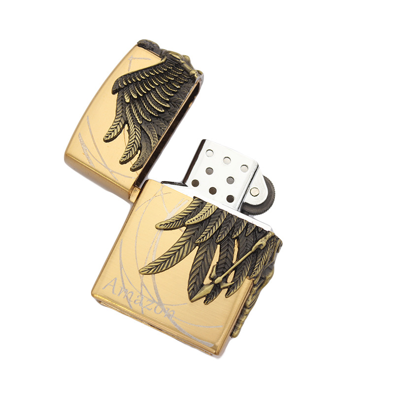 Hột Quẹt Bật Lửa Gas Đá Z1050 Ốp Nổi 3 Mặt Họa Tiết Nữ Chiến Binh Amazon Thần Thoại Cực Đẹp -Nhiều Màu