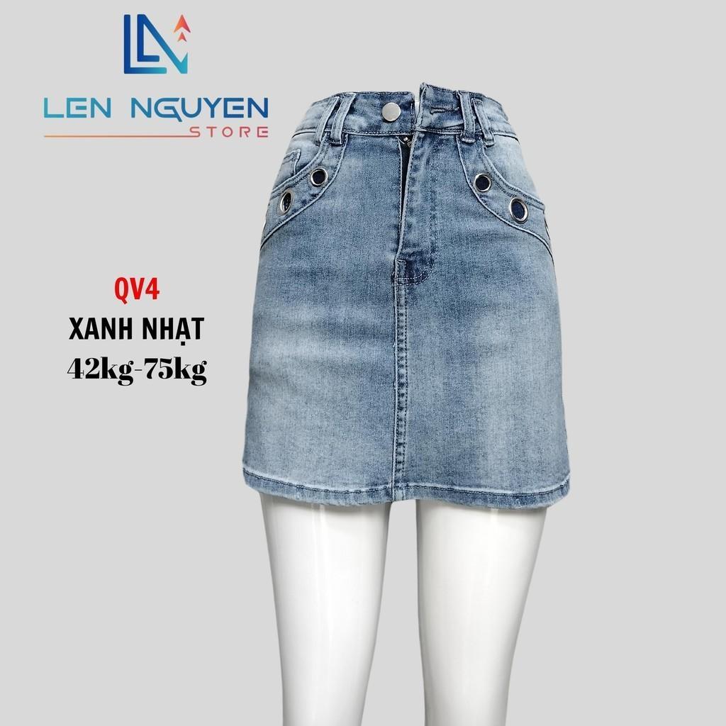 Quần jean nữ, quần váy, lưng cao, quần bò nữ dáng ôm, quần rin nữ có big size, cho 42kg đến 75kg, - Xanh Nhạt