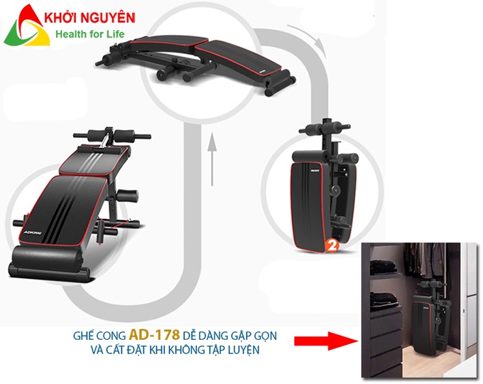 Ghế cong tập bụng Pro-178 có thể gấp gọn