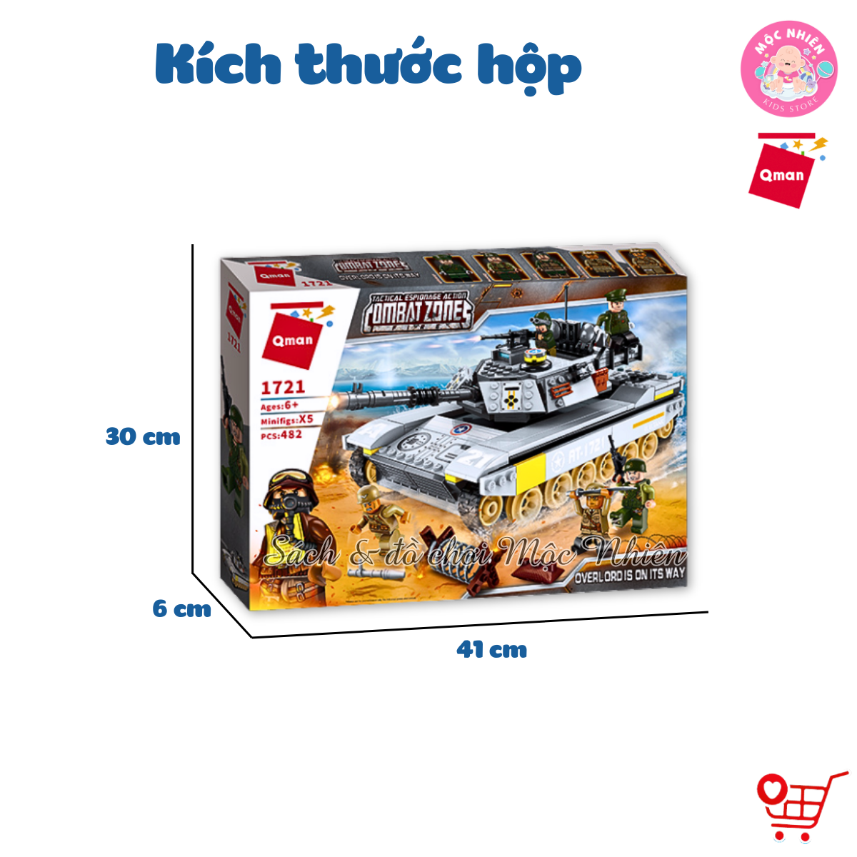 Đồ chơi lắp ráp, xếp hình Qman 1721 - Xe tăng chiến đấu (482 mảnh ghép) - Dành cho bé trai từ 6 tuổi