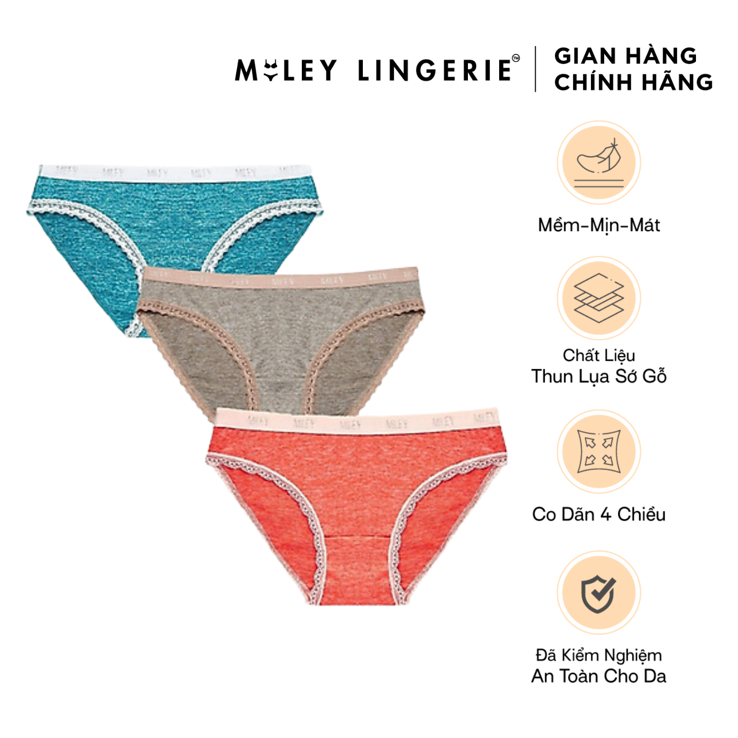 Bộ 3 Quần Lót Thun lạnh Sớ Lụa Miley Lingerie FWS_00 - NHIỀU MÀU