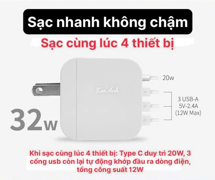 Củ sạc xuất Nhật 32W KFLY ( JHX-AC2022), đạt chứng nhận PSE tiêu chuẩn Nhật Bản, dùng thử 30 ngày, hàng chính hãng