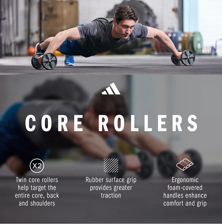 Bánh Xe Đẩy, Con Lăn Tập Bụng Chính Hãng ADIDAS ADAC-11604 Core Rollers (1 Cặp) - Tập Fitness, Gym
