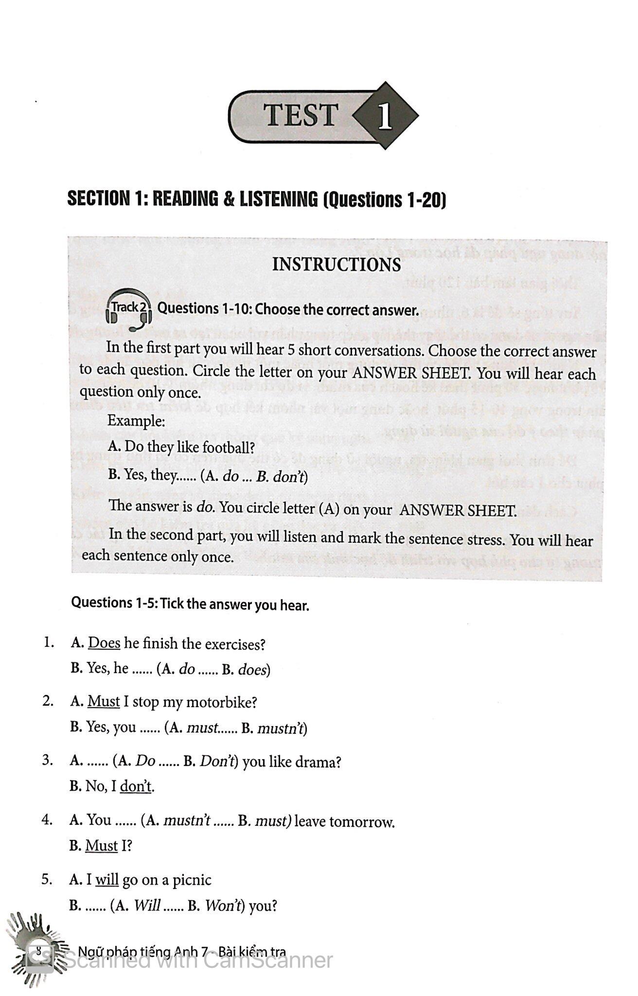 English Grammar - Ngữ Pháp Tiếng Anh 7 (Bài Kiểm Tra)