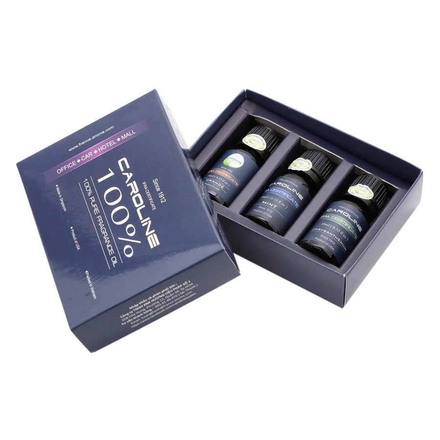 Combo 3 Chai Tinh Dầu Caroline 10ml - Cam, Cúc La Mã, Bạc Hà