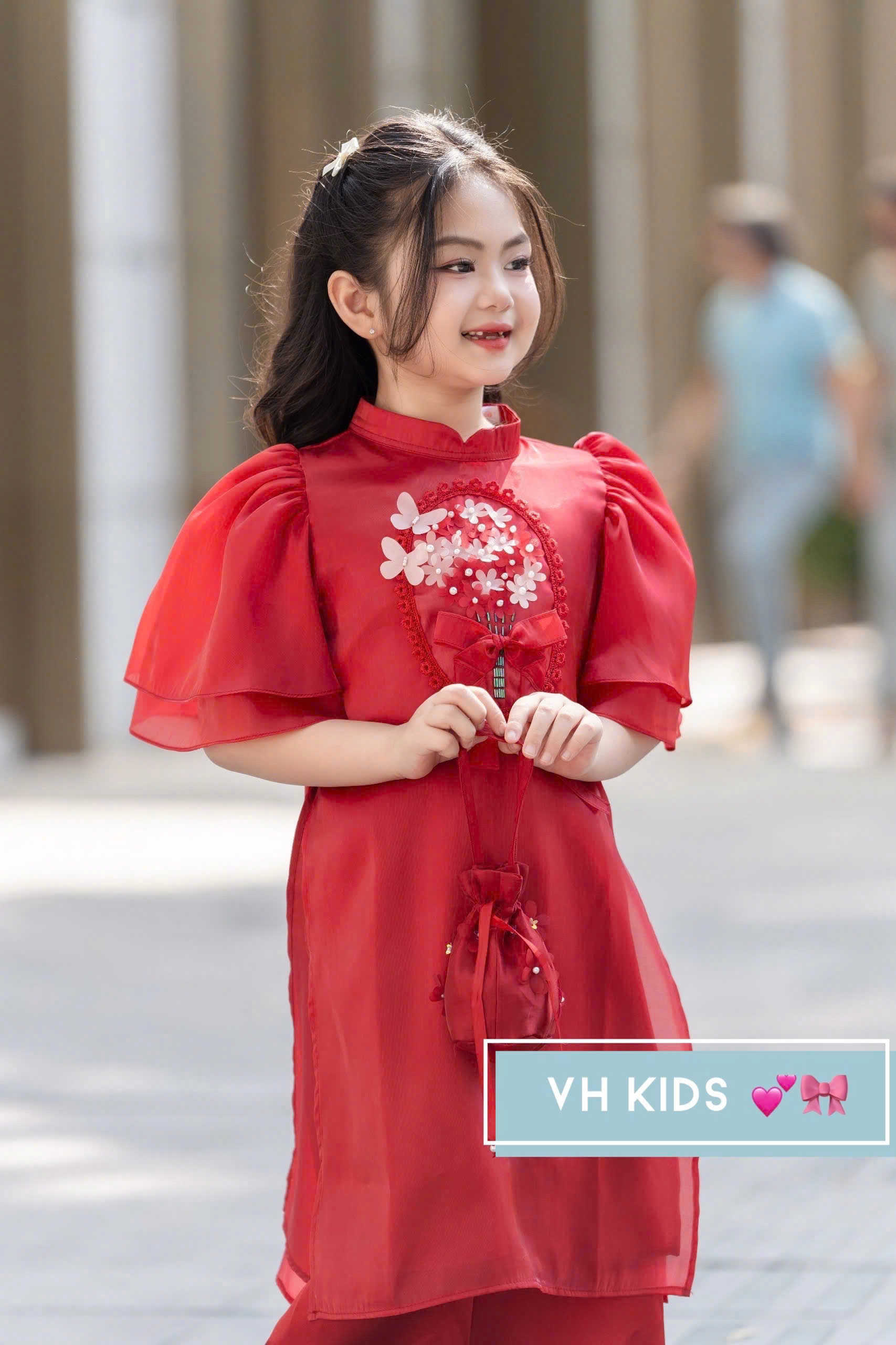 Bộ áo dài tết cho bé gái mẫu hoa mùa xuân xinh xắn diện lễ tết noel giáng sinh năm mới  từ 10-45kg hàng thiết kế cao cấp