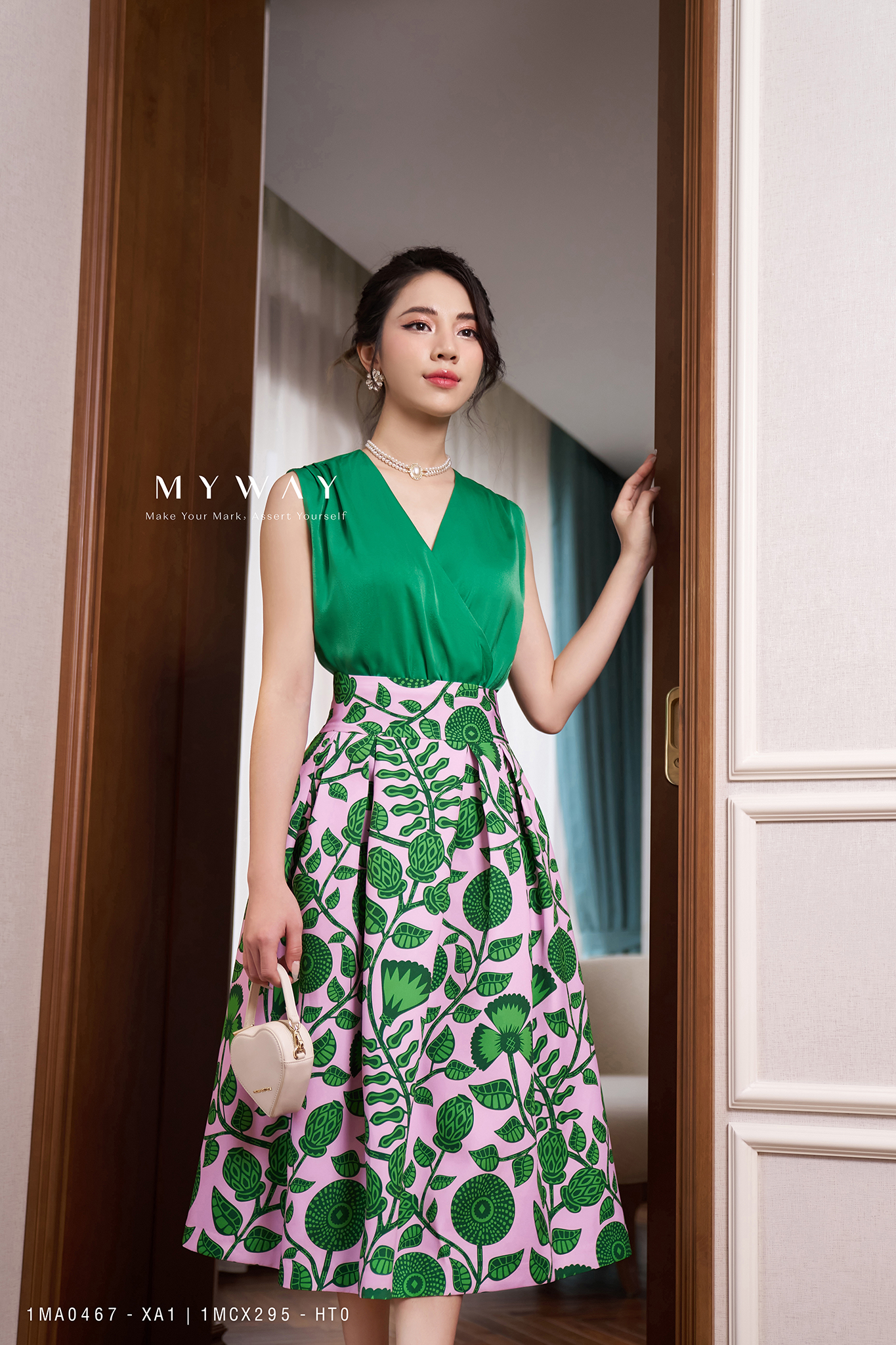 Set Áo Kiểu Và Chân Váy Xòe Dáng A Dự Tiệc Nữ My Way Sang Trọng 1MA0467-XA1 1MCX295-HT0