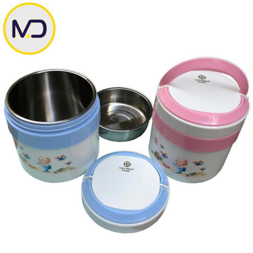 Cà mên siêu giữ nhiệt 2 ngăn Việt Nhật plastic - Cặp lồng giữ nhiệt tiện dụng