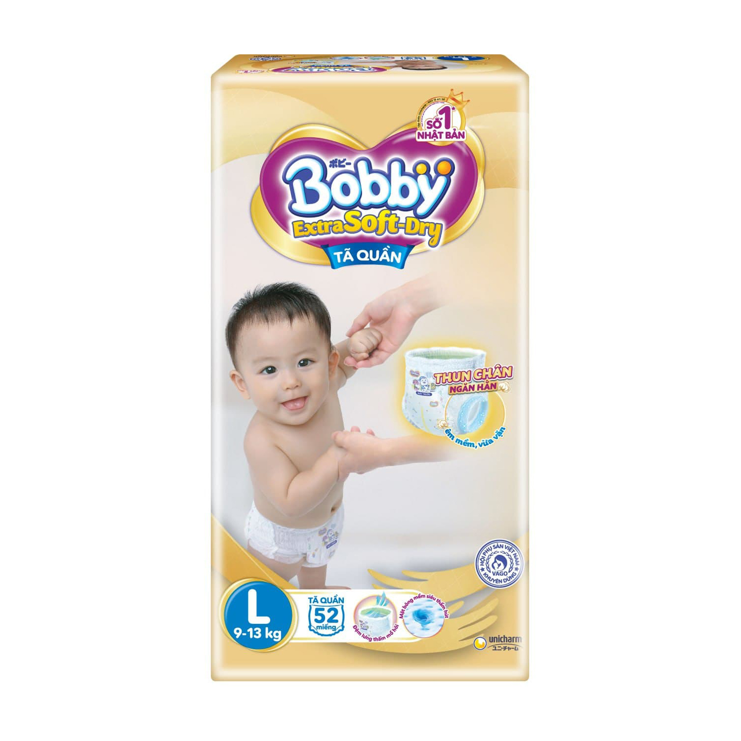 Tã quần em bé Bobby Extra Soft Dry size L (Gói 52 miếng)