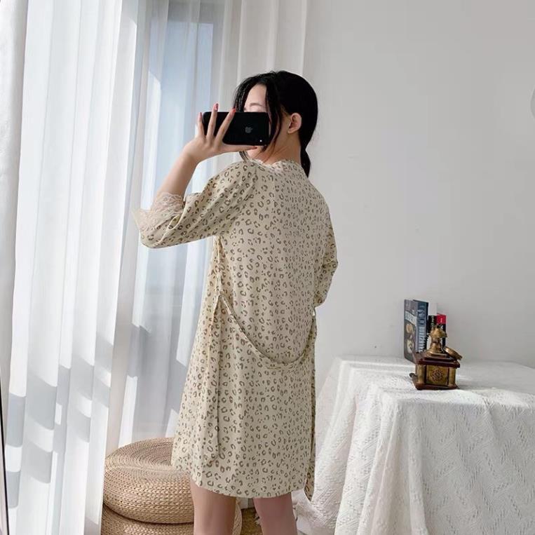 Váy Ngủ Sexy 2 Dây Phối Ren - Áo Choàng Ngủ KIMONO Lụa Satin Cao Cấp  *